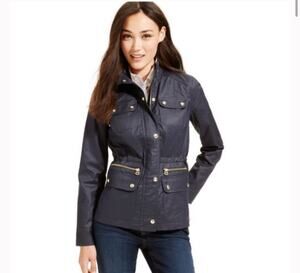 Tommy Hilfiger Women's M Masters Cinch-Waist Utility Jacket Blue